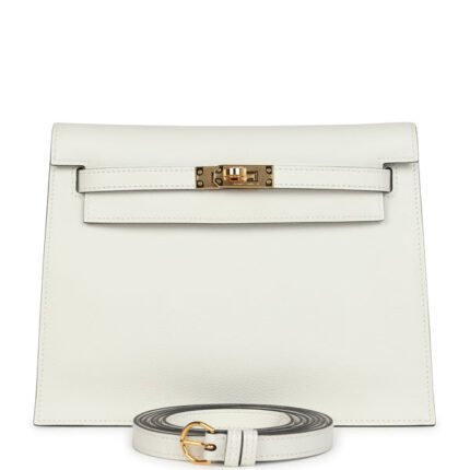 Hermes Verso Kelly Danse White Evercolor Verso Gold Hardware