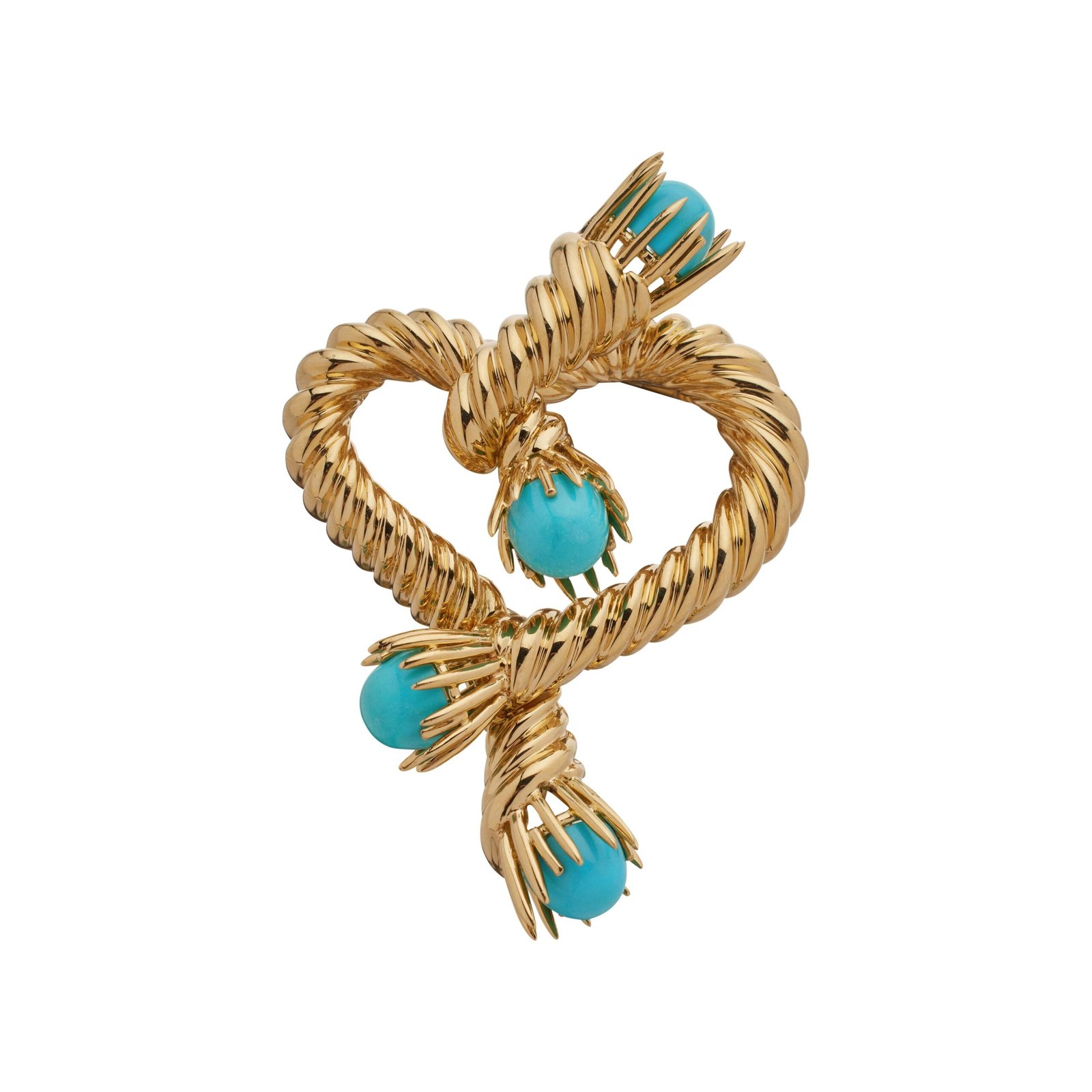Gold and Turquoise Brooch