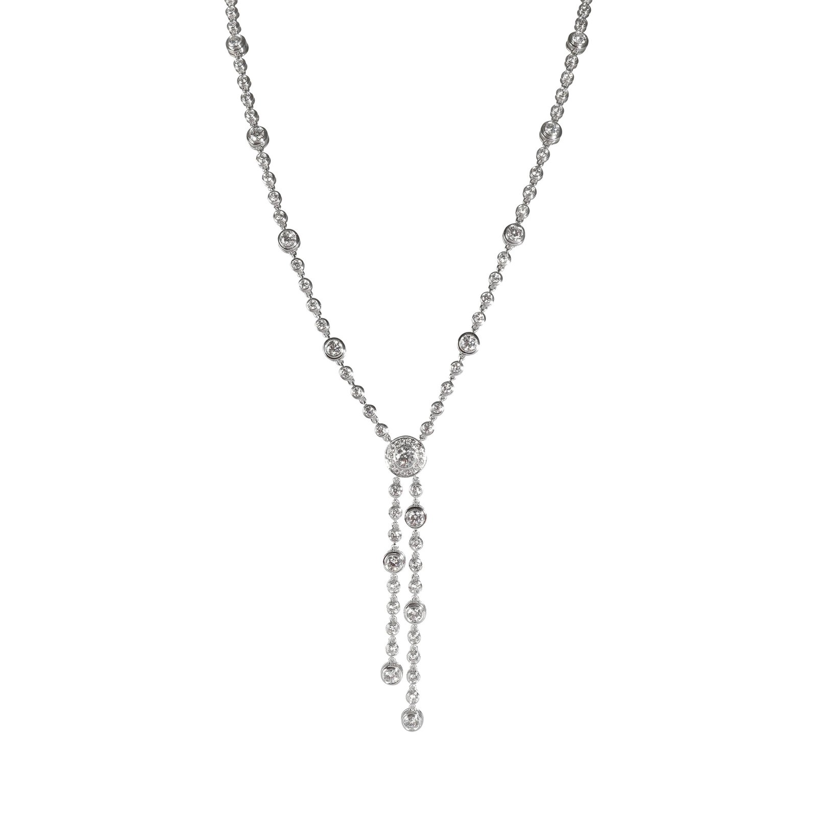 Platinum and Diamond Circlet Lariat Necklace