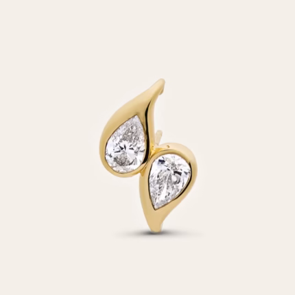Mika Ear Cuff in Yellow Gold with Pear Diamonds For Sale